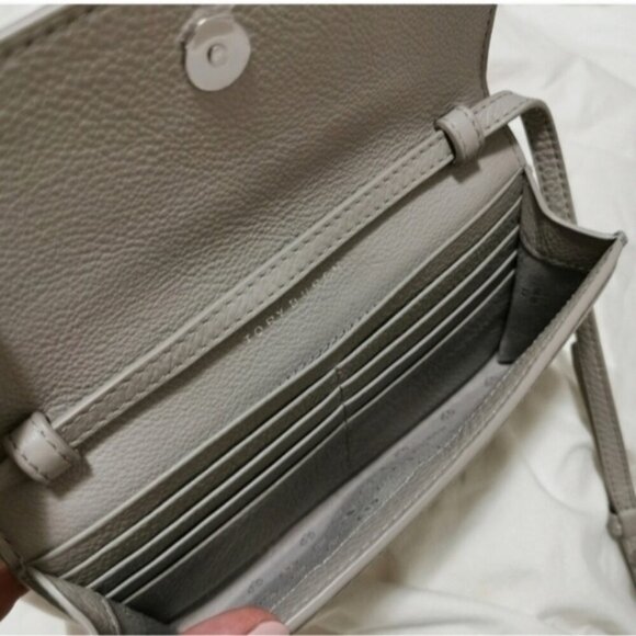 Tory Burch Dove Gray Wallet On Chain Shoulder bag Clutch - Picture 13 of 16